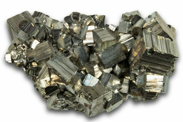 Striated Cubic Pyrite Crystal Cluster - Peru #258477